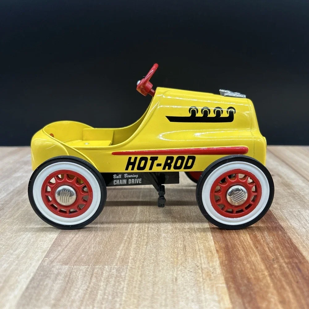 Vintage 1996 Garton Hallmark Yellow Hot Rod Racer Kiddie Classics Pedal Car Toy